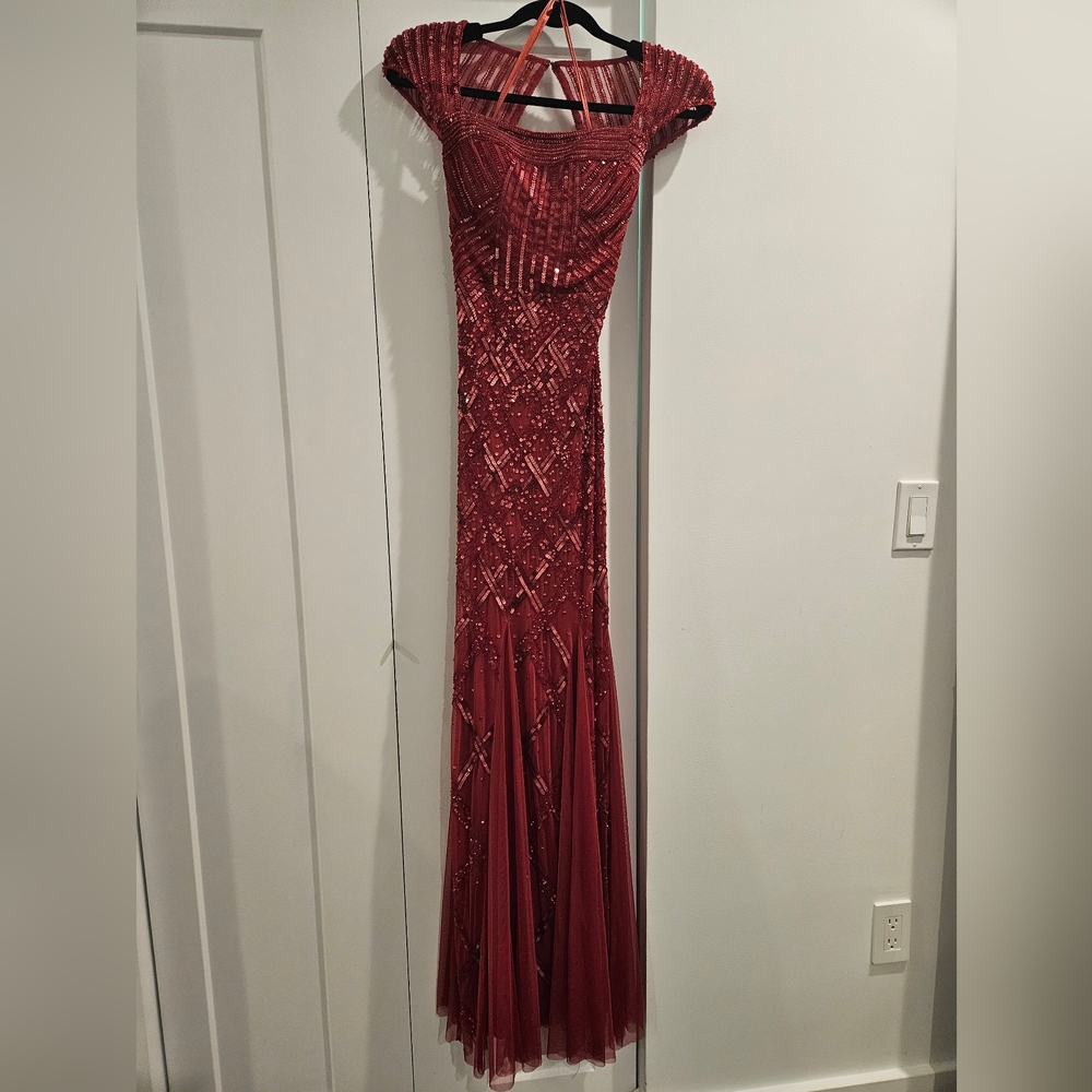 Red sequin long dress size small